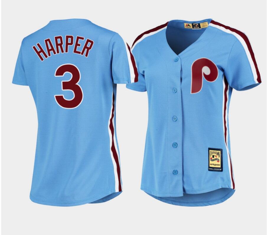 Women Philadelphia Phillies #3 Bryce Harper Nike Light Blue Alternate Replica Player MLB Jerseys->baltimore ravens->NFL Jersey